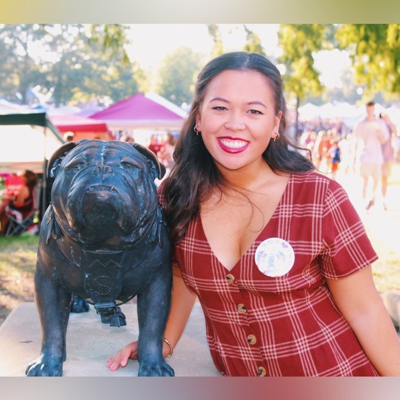 Millibon Maroon and Cream Plaid Button Down Romper - Picture 3 of 5
